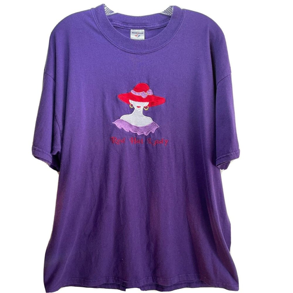 Ladies Red Hat Lady T Shirt Womens Size XL Vintage Faith Apparel